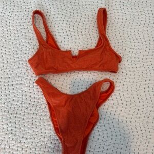 Orange Sparkly Bikini Set